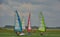 Colorful sportive sails on the horizon