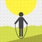 Colorful sports poster-style minimalism flat for commercial websites. The athlete jumps rope. Vector