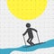 Colorful sports poster-style minimalism flat for commercial websites. The athlete is skiing. Vector