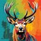 Colorful Spray Painted Deer Head Illustration In Pop Art Style