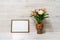 Colorful spring bouquet of rose, chrysanthemum and alstroemeria