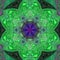 Colorful spring floral mandala mosaic in green neon colors