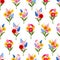 Colorful spring flowers bouquets. Vector seamless pattern
