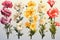 Colorful spring flowers icons set, cartoon style illustration on white background