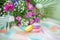 Colorful spring French macarons decorated