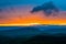 Colorful spring sunset over the Blue Ridge Mountains, seen from