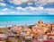 Colorful spring view of Brolo town, Messina.