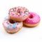 Colorful Sprinkle Donuts On White Background