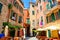 Colorful square in the Cinque Terre village of Monterosso, Italy