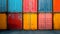 Colorful stack of container in industrial port. Containers on the wharf