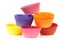 Colorful stacked empty muffin cups