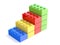 Colorful stacked toy building blocks, kids toy. 3D
