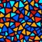 Colorful stained glass triangle shape mosaic geometric seamless pattern, vector