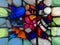 Colorful stained glass window in abstract treatment