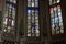 Colorful stained-glass windows, St James Church, Liege