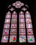 Colorful Stained Glasses under Sunlight with Notre Dame Cathedral