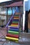 Colorful staircase in an old neighborhood