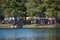 Colorful stands in dock side on Come Out With Pride Orlando parade at Lake Eola Park area in downtown area 3