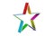 Colorful star company logotype design, 3D rendering