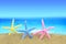 Colorful starfishes on the beach