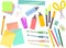 Colorful stationery set, items for school and office