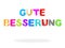 Colorful stencil text with shadow: Get well soon in german language