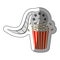 colorful sticker with cinematography movie video film tap and popcorn
