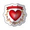 Colorful sticker with heart and ribbon with creeper