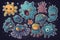 Colorful sticker set of monster like characters viruses and bacterias