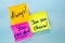 Colorful stickers with inscriptions