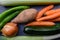 Colorful still life of healthy vegetables seen from above