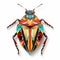 Colorful Stink Bug Illustration Inspired By Georgia O\\\'keeffe\\\'s Style