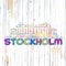Colorful Stockholm drawing on wooden background