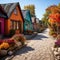 Colorful stone walkway by homes in vibrant arrangements