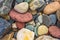 Colorful stones left by Spiti river near its river bed