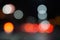 Colorful street circle bokeh light dark background