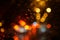 Colorful street circle bokeh light dark background