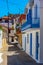 Colorful street of Greek town Koroni