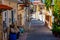 Colorful street of Greek town Koroni