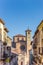 Colorful street leading to the cathedral of Siguenza