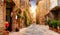 Colorful street in Pienza, Tuscany, Italy