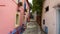 A colorful Street in the Port of Fiscardo in island Kefalonia, Greece.