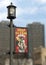 Colorful street sign on lamp in Deep Ellum, Dallas, Texas