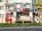 Colorful street. Yard with stretched clotheslines. Clothes are dried in the yard. Quiet backyard of Georgia