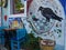 Colorful Streets of Bozcaada, Tenedos with a crow wall art