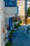 Colorful streets of Mandraki town at Greek island Nisyros