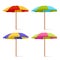 Colorful Striped Beach Umbrella Set. Vector illustration