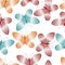 Colorful striped elegant butterflies seamless pattern, vector