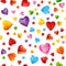 Colorful striped hearts pattern. Valentine`s day, wedding, romantic seamless background