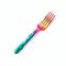 Colorful Striped Pixel Art Fork With Low Poly Style